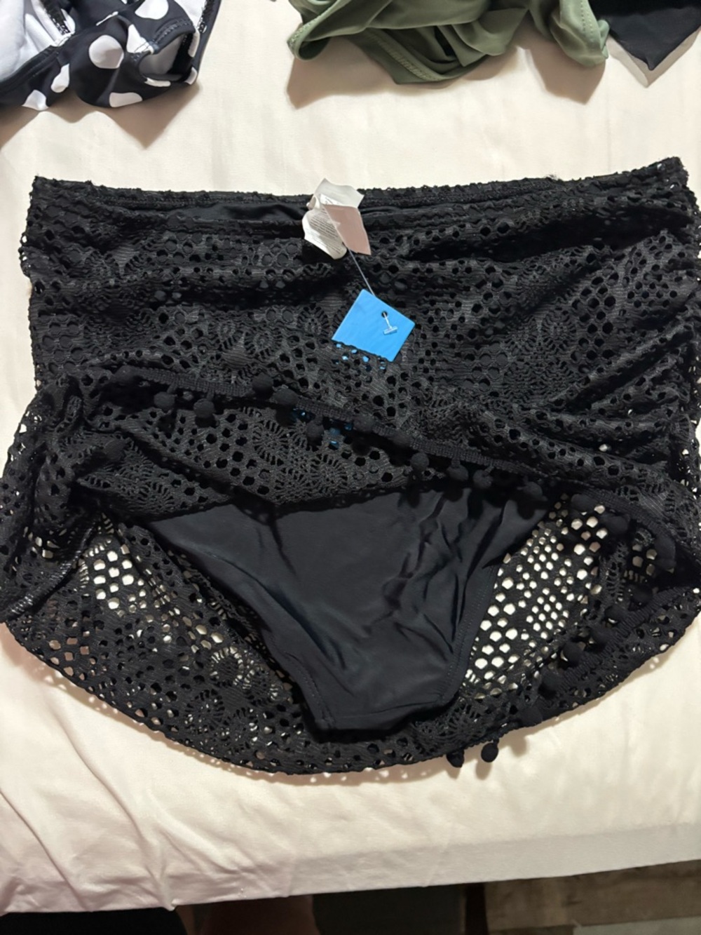 Cupshe Black Crochet High-Waist Swim Bottoms